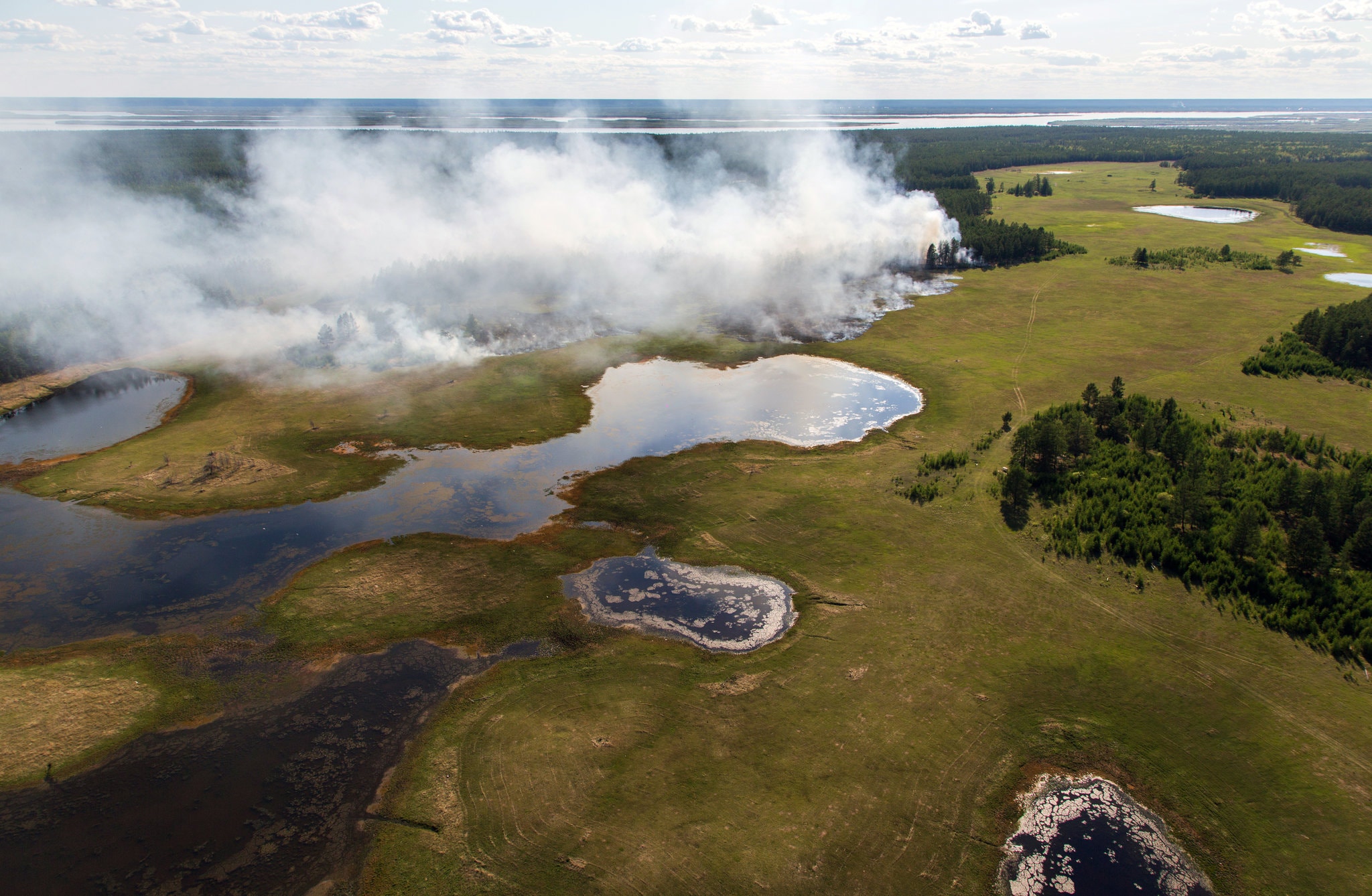 A fire in the Yakutia region of Siberia in early June