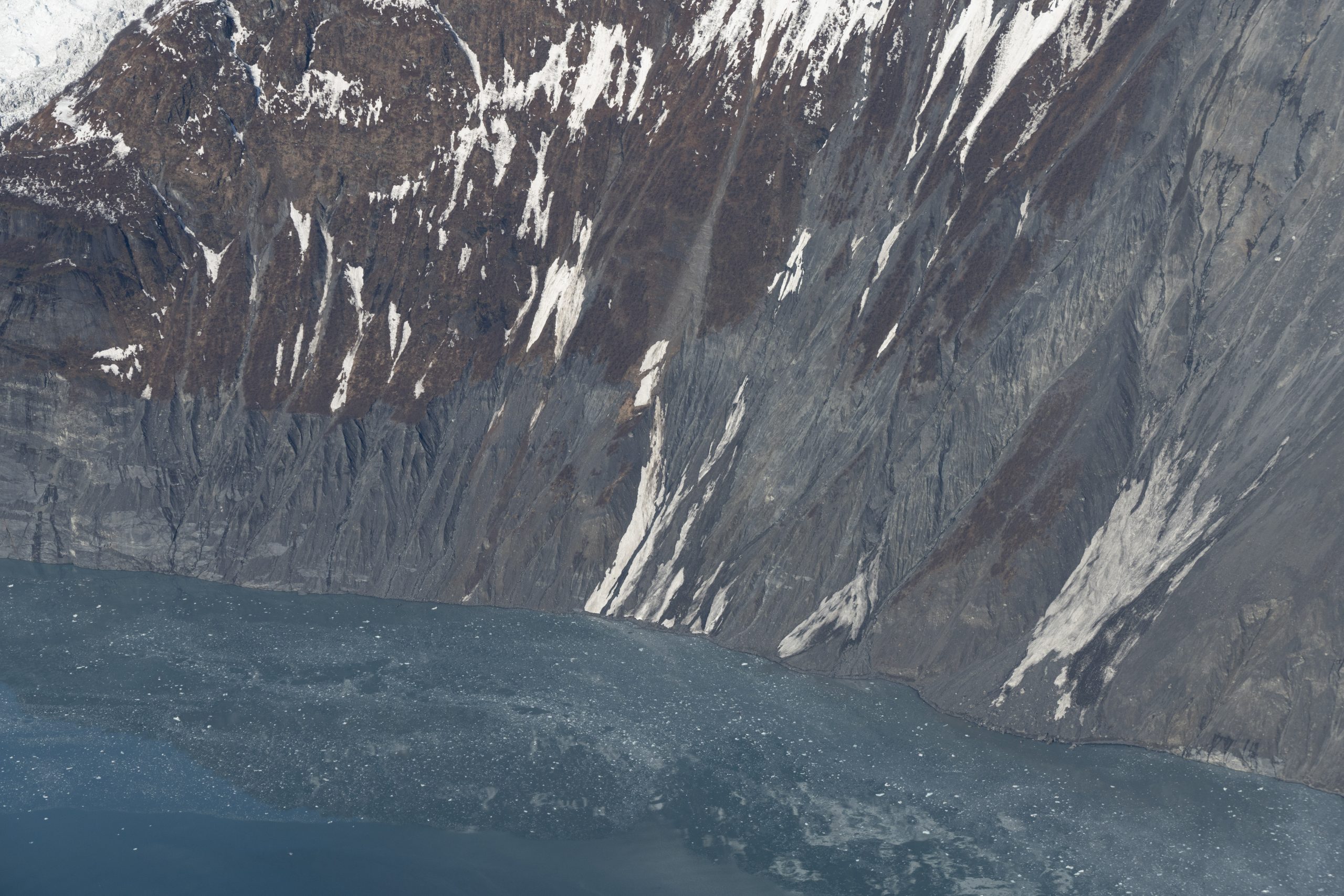 Vulnerable slope of Alaska's Barry Arm. Photo by Chris Zimmerman, USGS