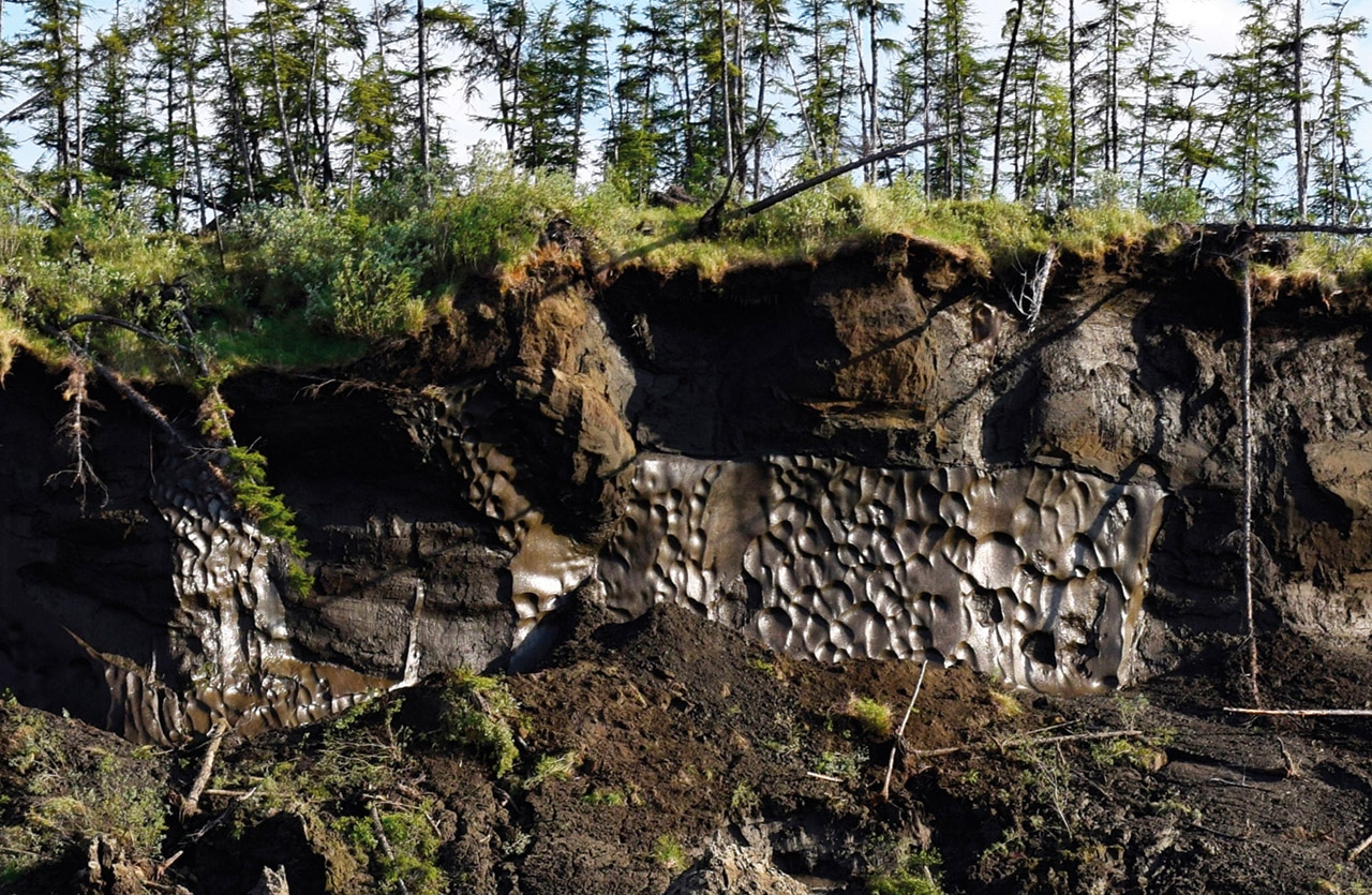 exposed hillside showing permafrost thaw, photo by Chris Linder