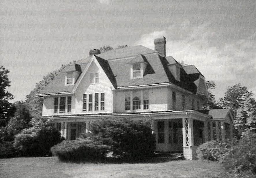A black and white photo of the original house that was purchased in 1998 to become Woodwell Climate's campus.