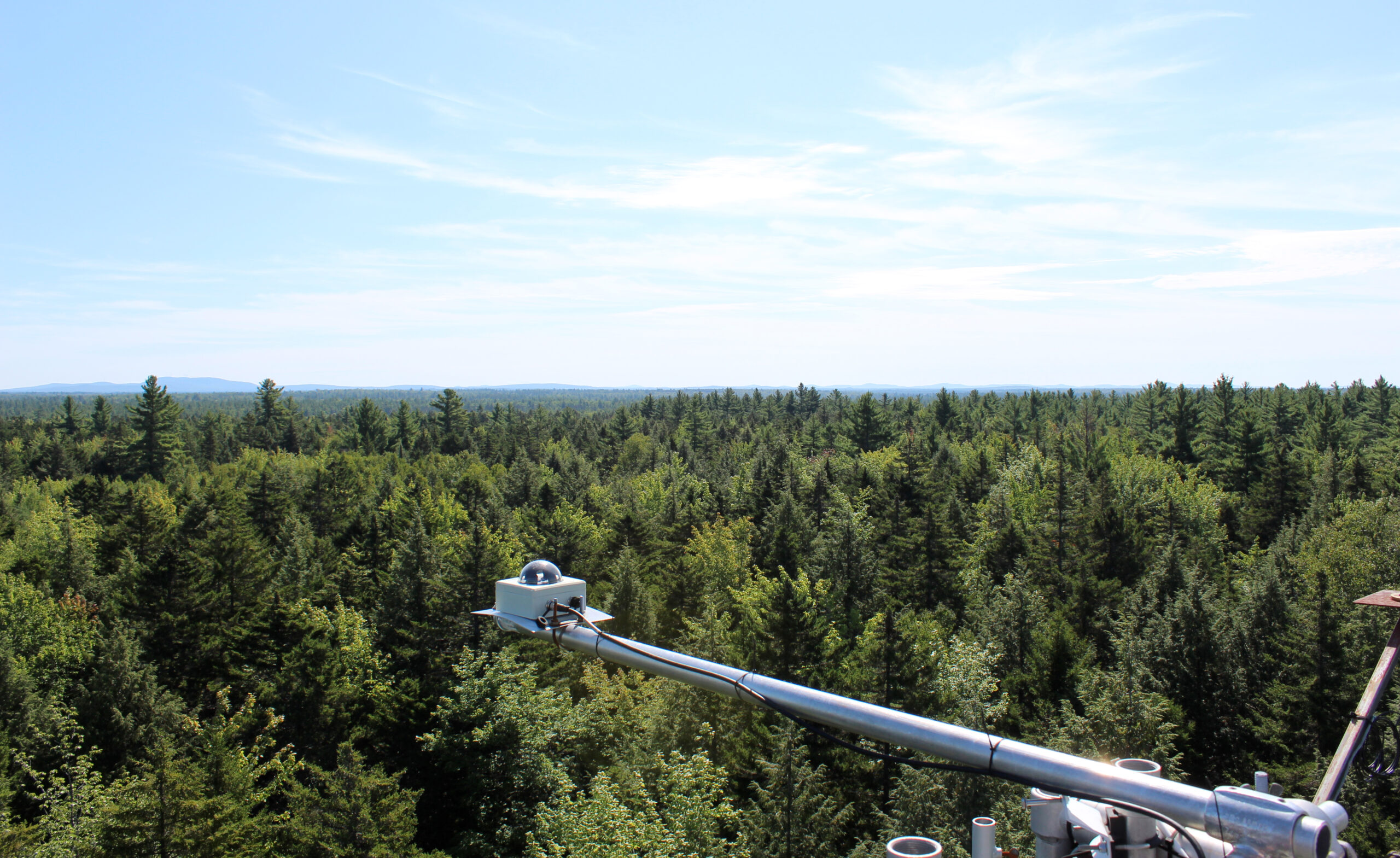 Carbon monitoring equipment over Howland Forest in Maine