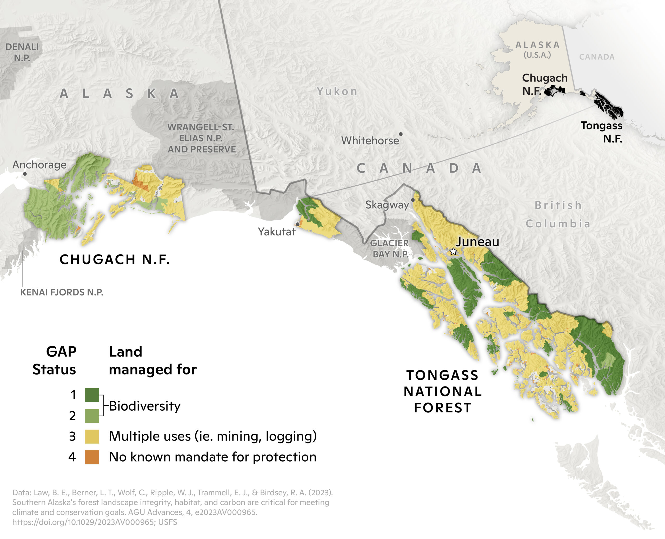 map of tongass and chugach forests