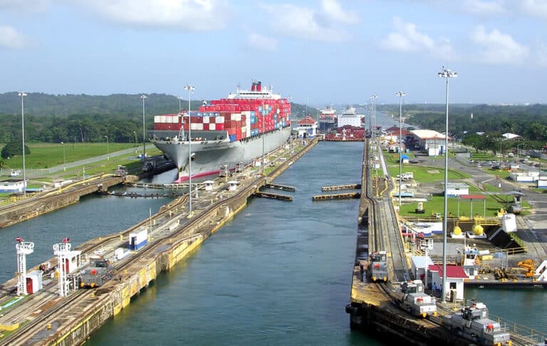 ship on panama canal