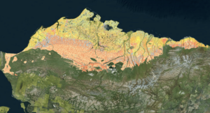 a screenshot of the PDG showing colorful data layers overlaid on Alaska's north slope
