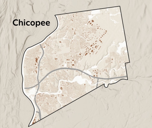 Outline of city of Chicopee map.