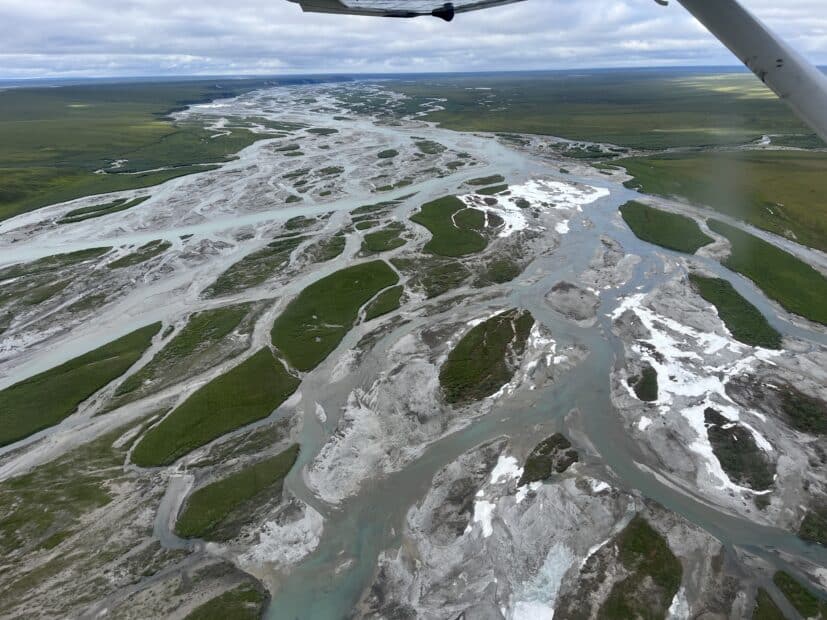 Braided river delta in arctic national wildlife refuge. image taken from the air