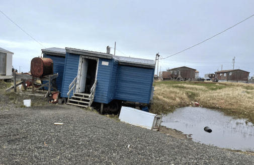 A home in Point Lay, Alaska that is affected by thawing permafrost