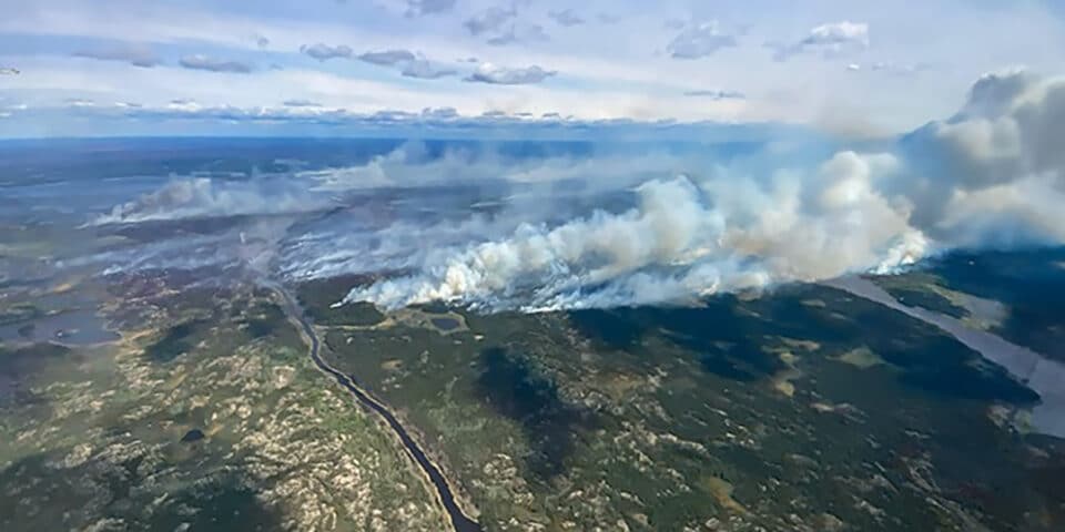 The Tulip Lake Wildfire (MWF026), on the Alberta-NWT border, taken on June 2, 2025. Courtesy Alberta Wildfire