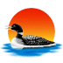 toolik field station logo - a duck in water front of a red sun