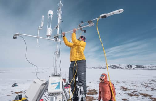 Flux tower installation at Toolik in Alaska, April-May 2025