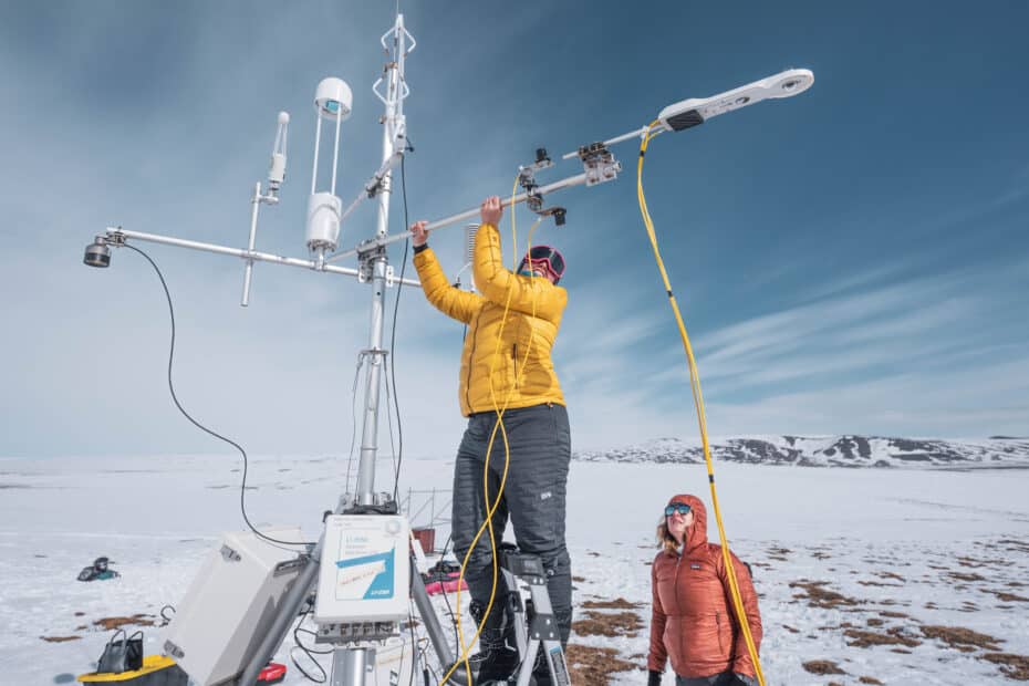 Flux tower installation at Toolik in Alaska, April-May 2025