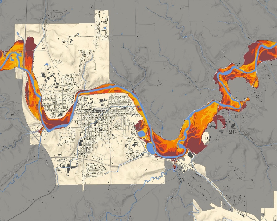 flood risk map for Decorah, Iowa