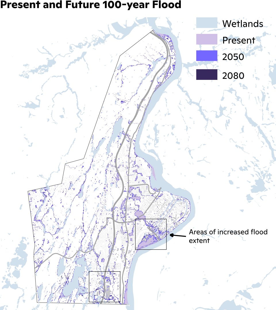 Present-Day and Future 100-Year Flood map