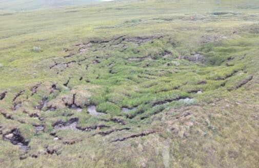 slumping ground eroding on tundra