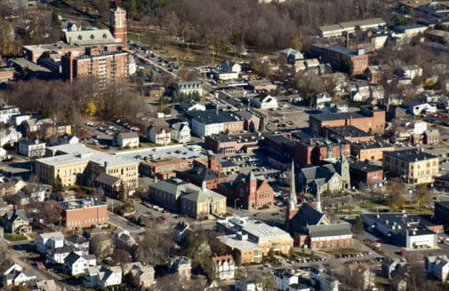 Aerial view of a city section, photo by Nick Allen, CC BY-SA 4.0