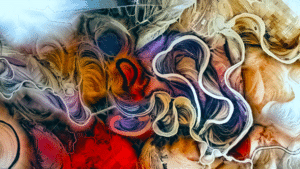 a colorful image created with satellite data. different colors represent the different elevations around a river