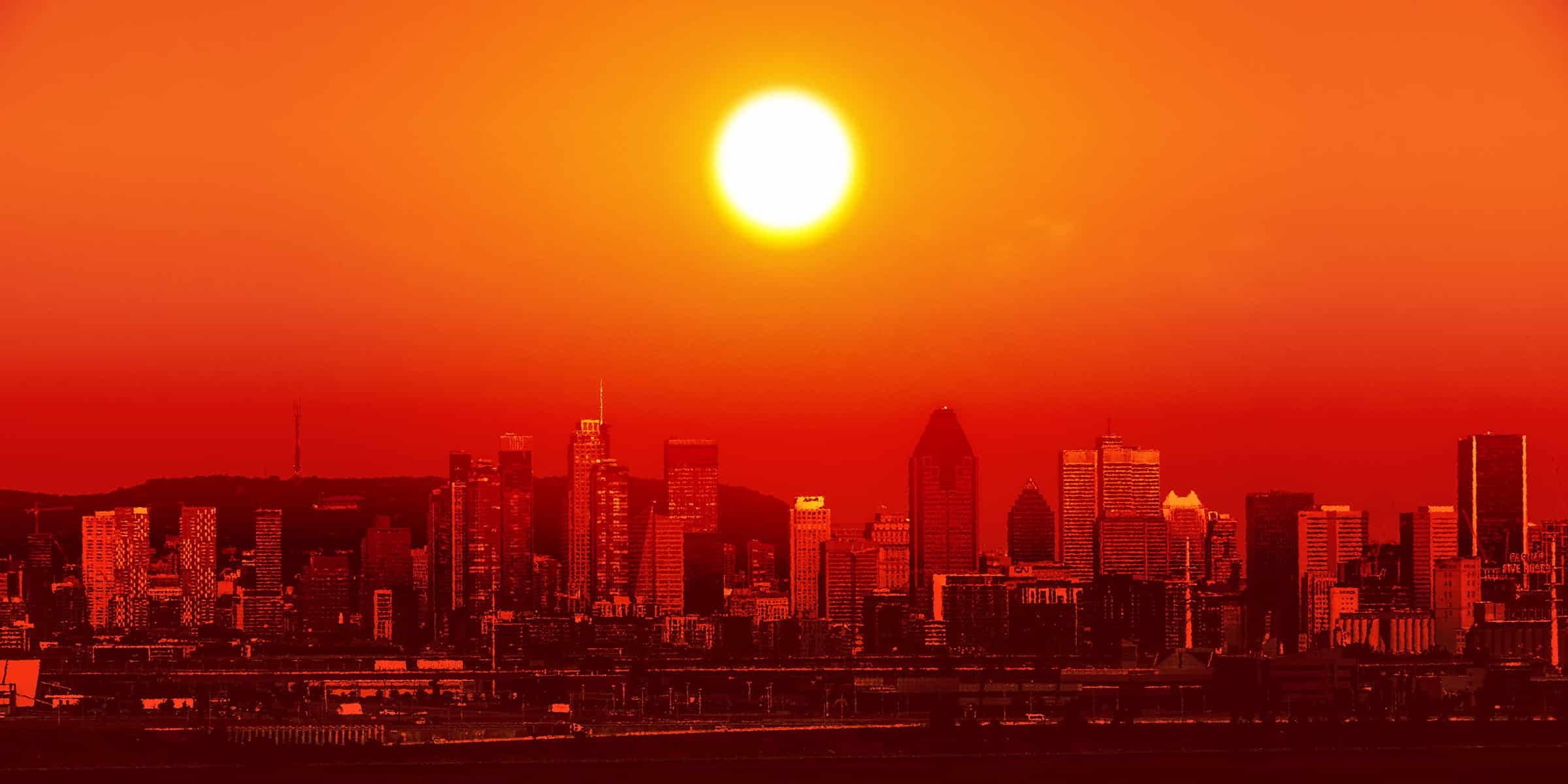 Conceptual image of a city hit by extreme heatwave by Marc Bruxelle.